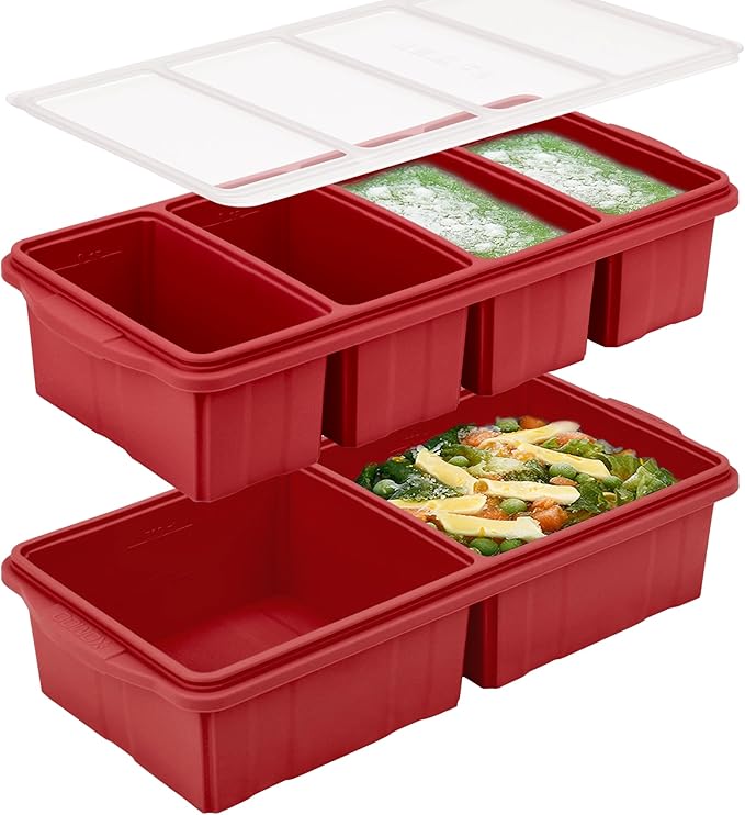 Silicone Freezer Tray With Lid-Soup Freezer Container molds-Large Ice Cube Tray by Xomoo