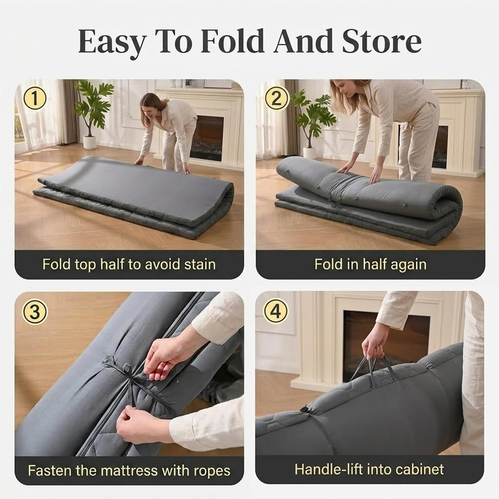DOWNSTORIA Japanese Floor Mattress, 2.5 inch Futon Mattress Roll Up Tatami Ma...