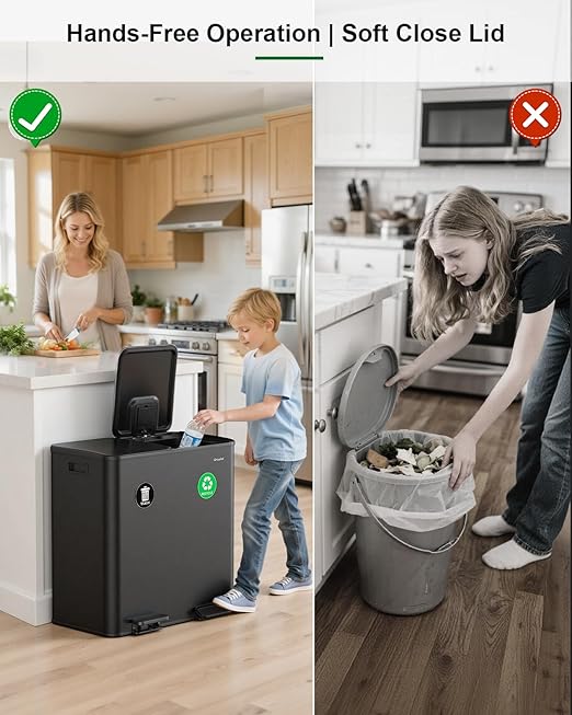 Lovewind 2×11.5 Gallon Dual Trash Can, Stainless Steel Dual Garbage and - Image 3