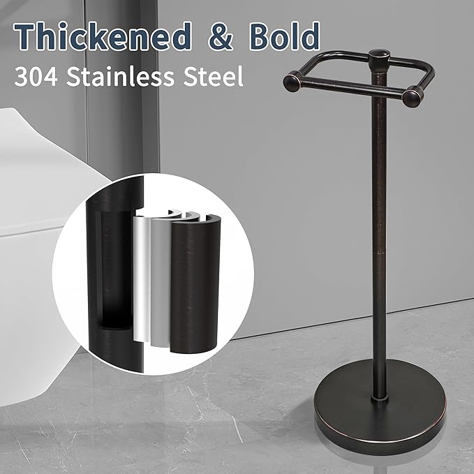 RARXTR Toilet Paper Holder Stand, Post Pivoting Design Free Standing Toilet - Image 5