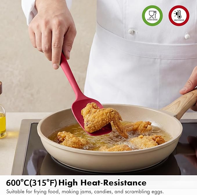 Silicone Spoonula Set: 600ºF Heat Resistant Food Grade Cooking Baking Utensils - Image 3