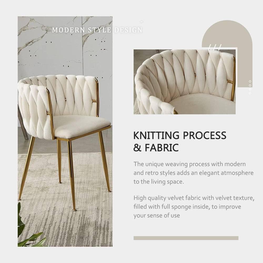 Dining Chairs, Beige Velvet Dining Chairs Set of 4