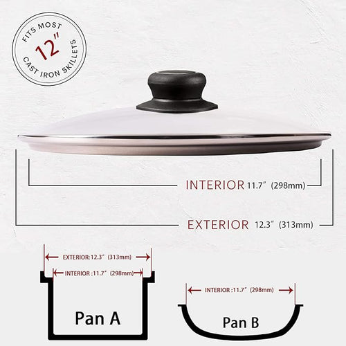 12 Inch Glass Lid for Frying Pan Lid, Pan Lid, Pot Cover, Compatible - Image 2