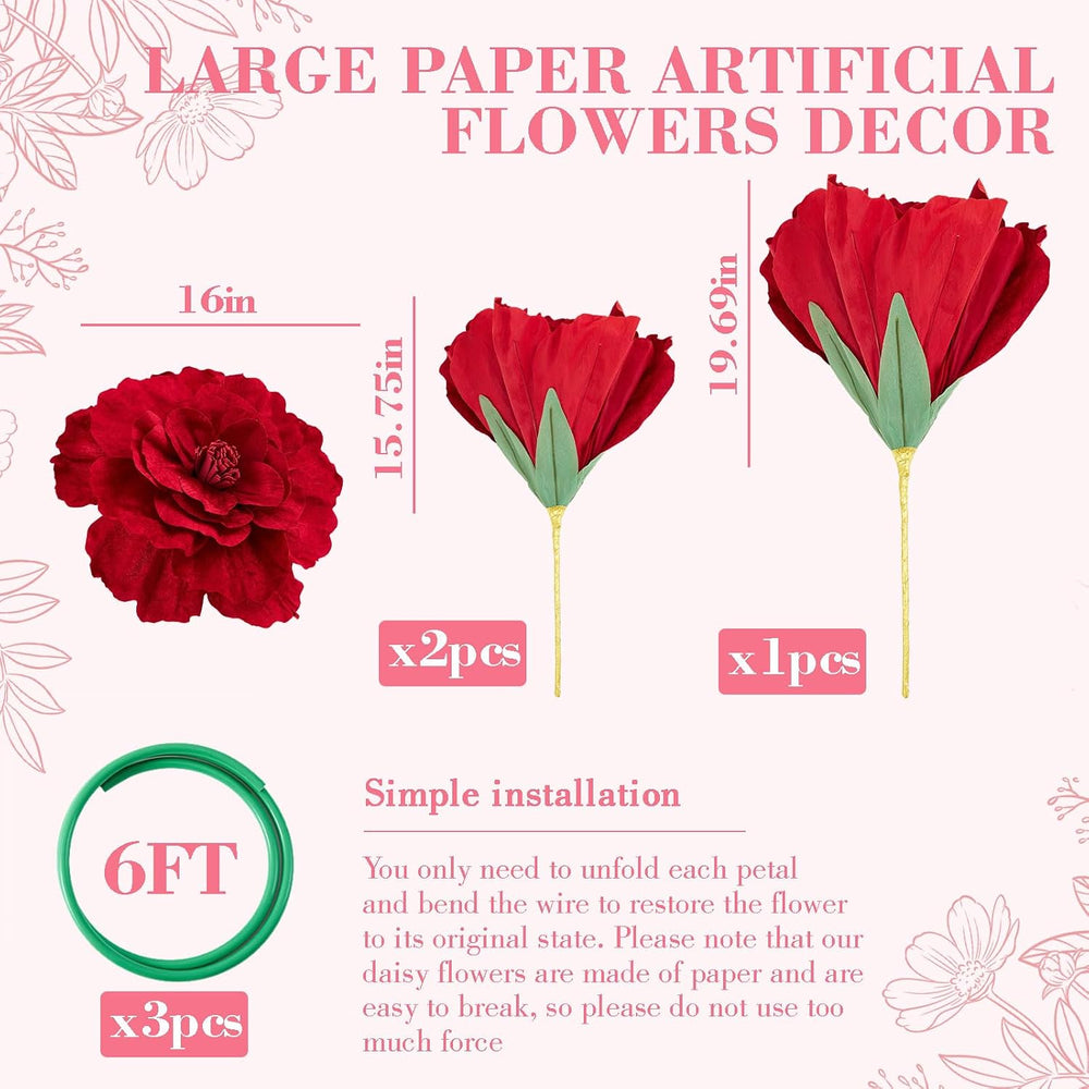 3 Pcs 5 ft Large Peony Giant Artificial Peony Back to School Decor