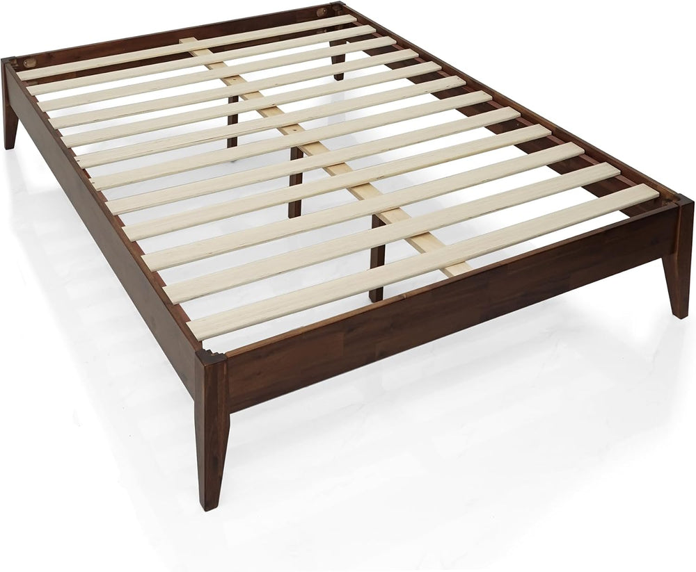 Acacia Mervyn Solid Wood Bed Frame Without Headboard, Queen Size, Chocolate