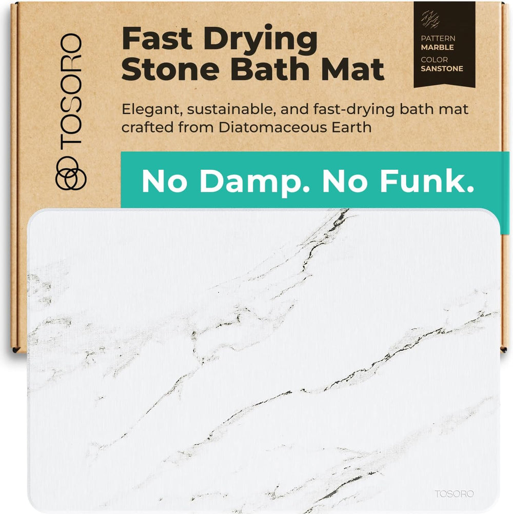 TOSORO - Stone Bath Mat Diatomaceous Earth Shower Mat Non-Slip Super Absorbent