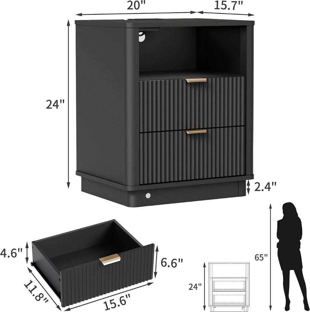 Dresser and Nightstand Sets 3 Piece, Bedroom Set with Charging Station, Large...