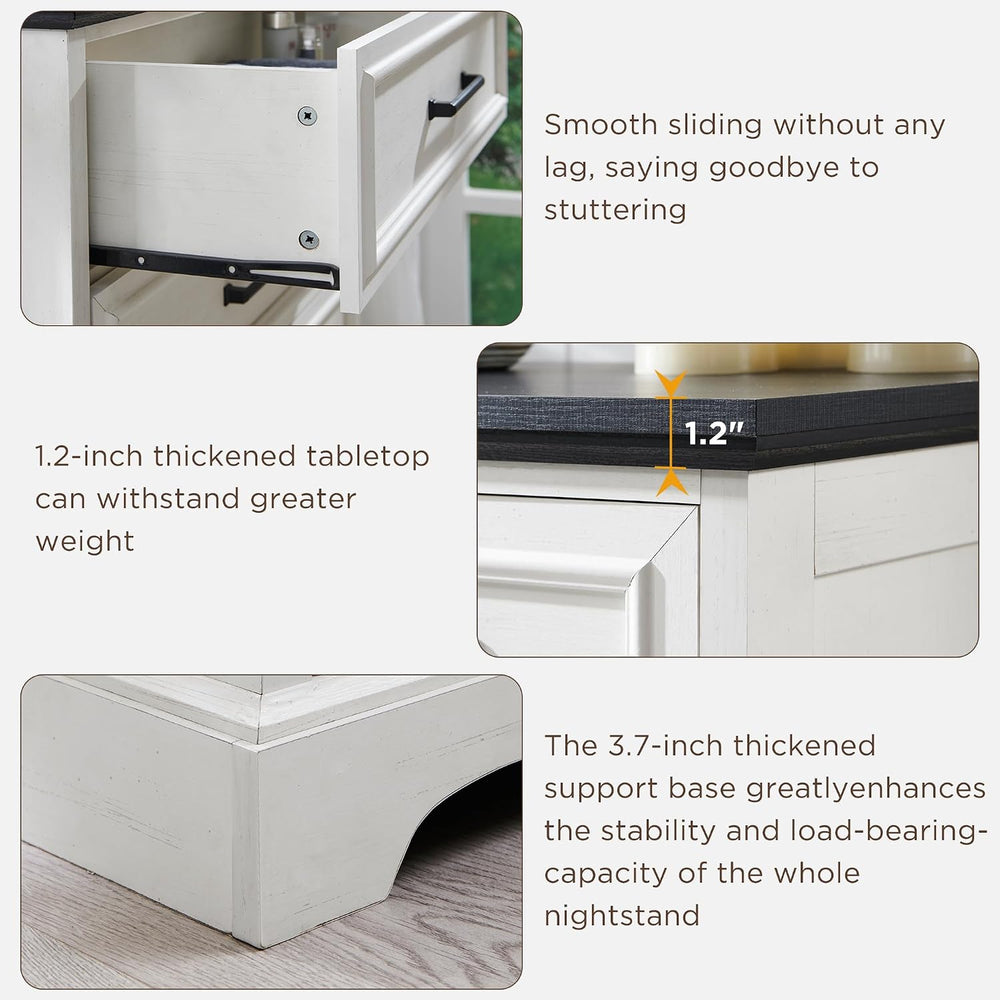 ACCOHOHO Farmhouse 5 Drawers Dresser Chests for Bedroom, Antique White