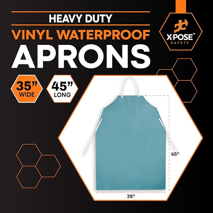 Xpose Safety Heavy Duty Vinyl Waterproof Aprons, Industrial and Commercial Use - Image 3