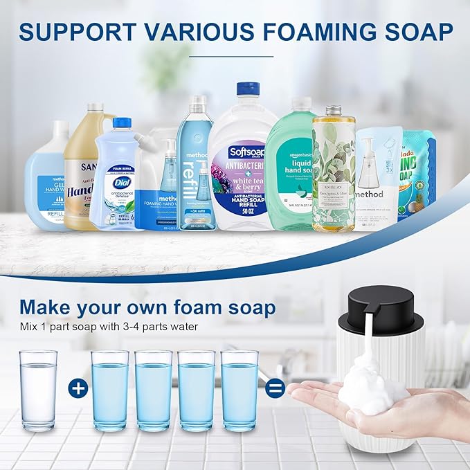 Ceramic Foaming Soap Dispenser, 12 oz Bathroom Foam Hand Soap Dispenser - Image 4