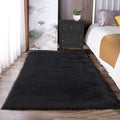 Latepis Black Fluffy Small Fur 3x4 Area Rug by Latepis