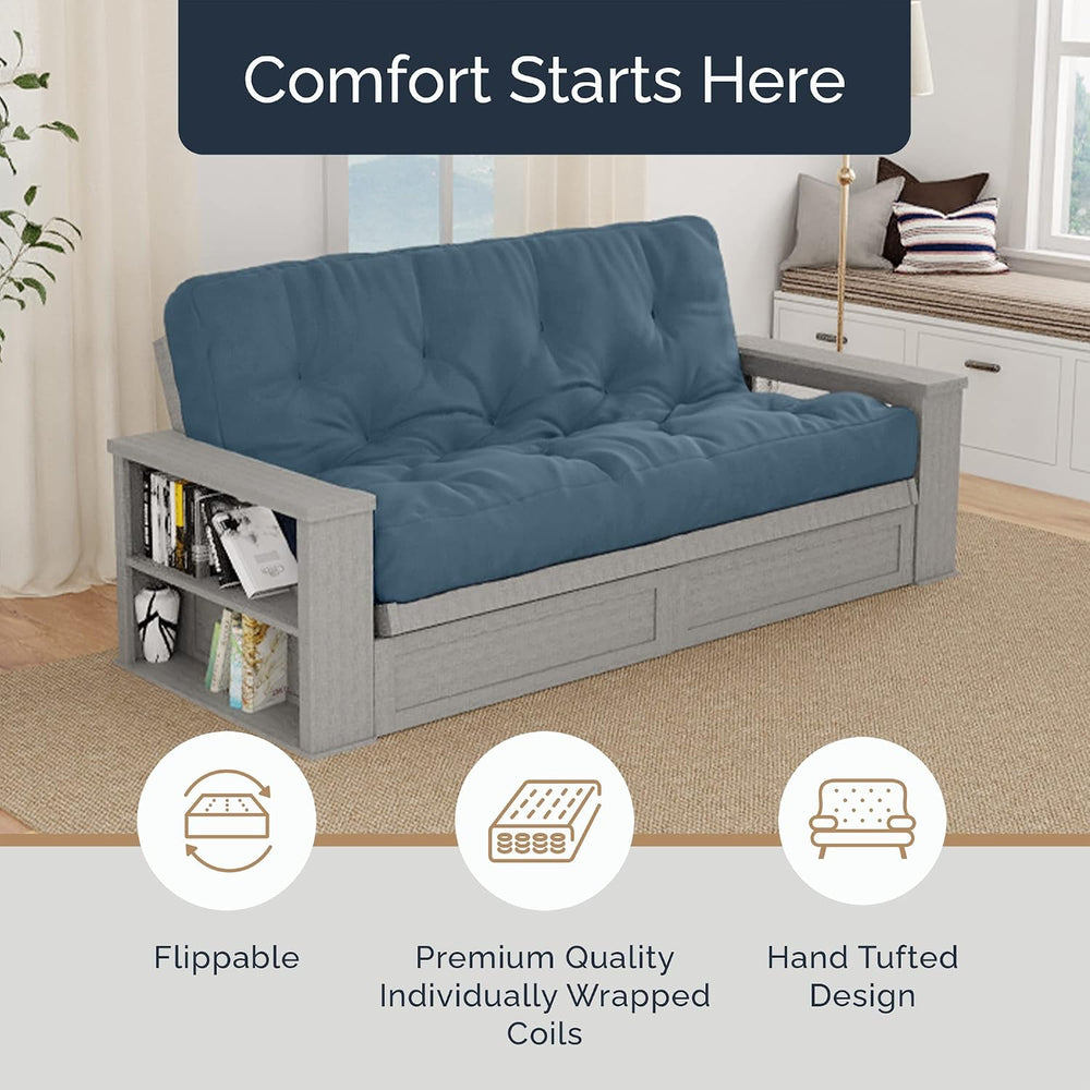 Loosh Home | 10" Queen Size Futon Sofa Bed Pocket Coil Foam Mattress - U...