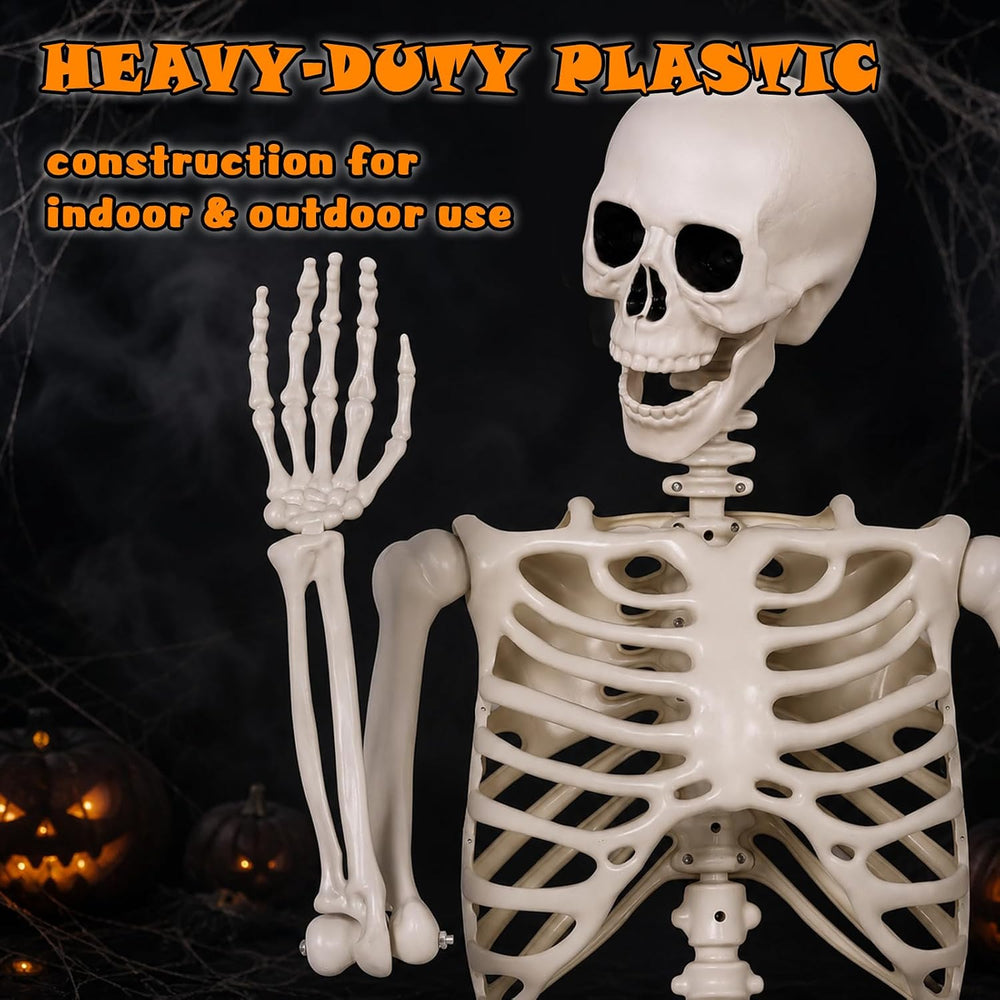 5.4Ft Halloween Skeleton Decorations Life Size: Posable Skeleton Decor