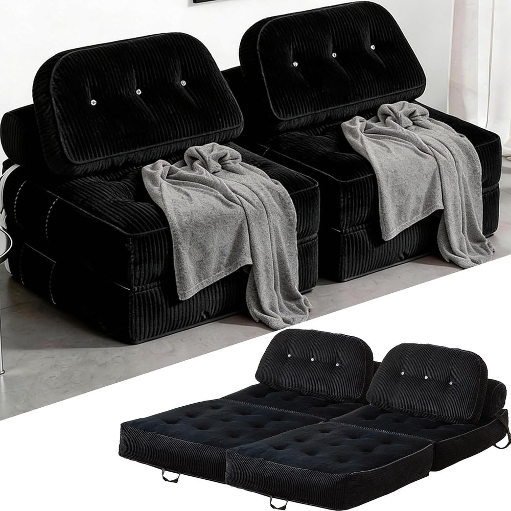 Folding Futon Sleeper Sofa Bed Chair, No Assembly, Black 2