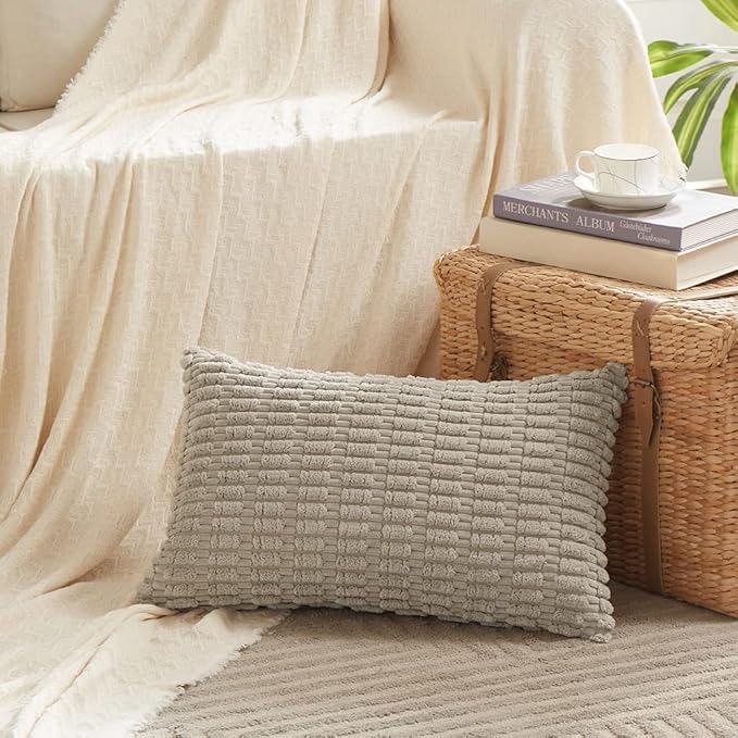 Fancy Homi 4 Packs Taupe Decorative Throw Pillow Covers 12x24 Inch - Image 2
