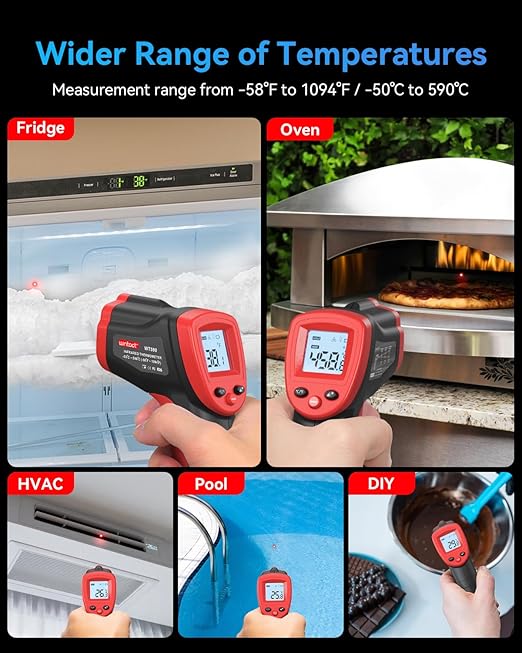 Wintact Infrared Thermometer Temperature Gun -58℉ to 1094℉, Digital IR Heat - Image 2