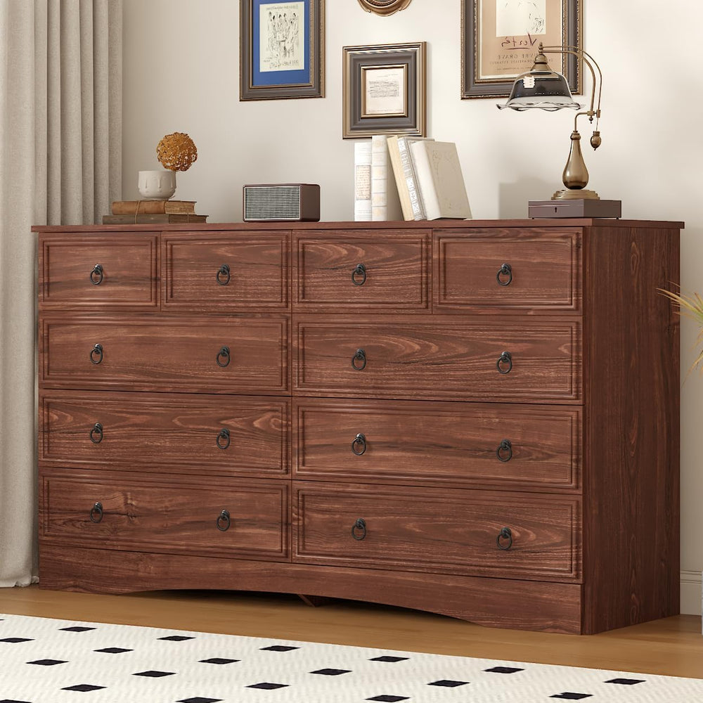 10 Drawers Dresser for Bedroom, 55.2 Inches Large Dressers Mid Century Modern...