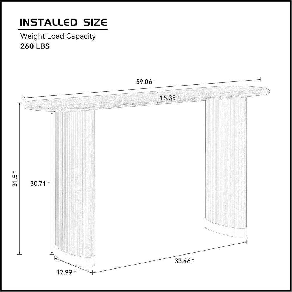 59.06" Narrow Console Table for Living Room with Unique Stainless Steel ...