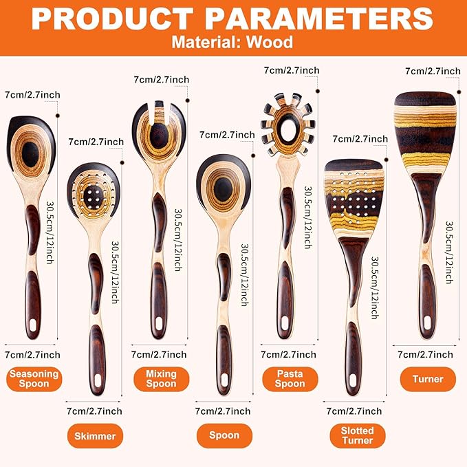 7Pcs Pakkawood Kitchen Utensils Set