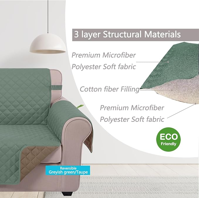 U-NICE HOME Loveseat Sofa Cover Reversible Couch Cover - Image 4