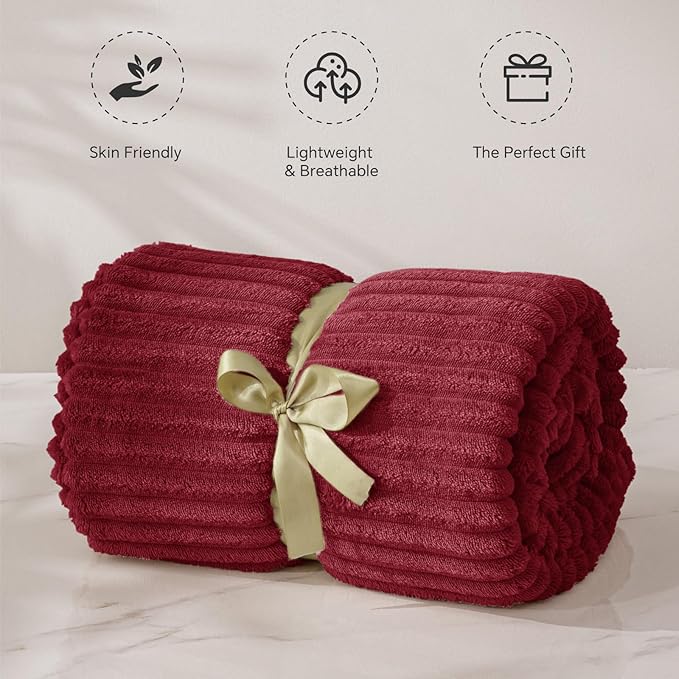BEDELITE Fleece Blanket Twin Size – 3D Ribbed Jacquard Soft and Warm Decorative - Image 4