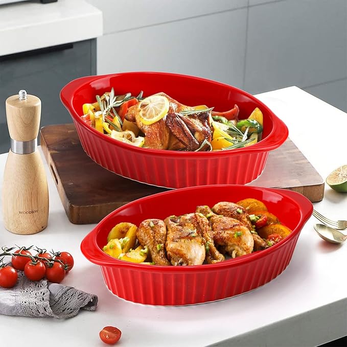 Foraineam 4 Pcs 15 oz Porcelain Oval Baking Dish Set, 8.7 x 5.3 x 1.7 inch Oven - Image 4