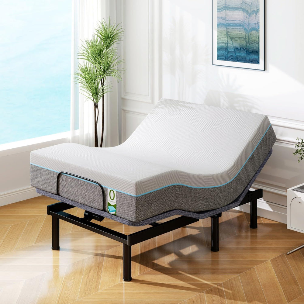 Vipbear Adjustable Bed Base Full Massage with 12" Memory Foam Mattress D...