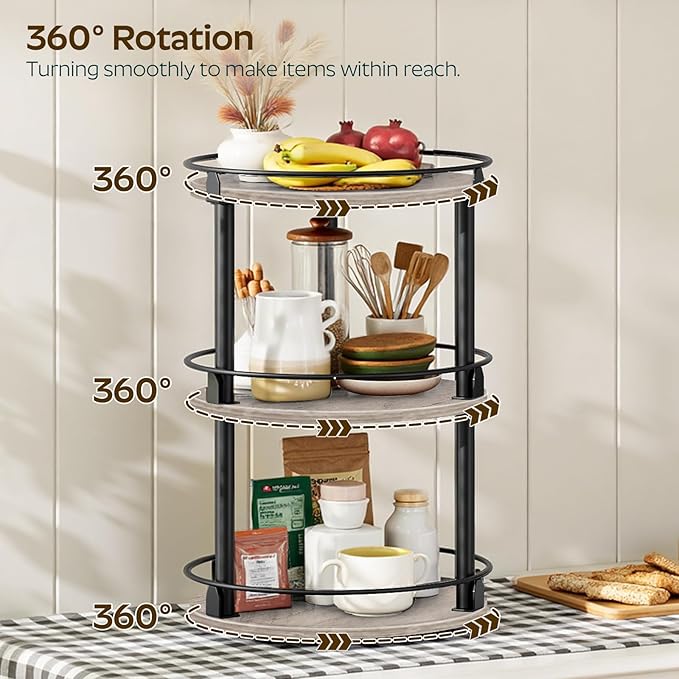 YATINEY Spice Rack, 3-Tier Turntable Organizer, Rotating Spice Rack Organizer - Image 3