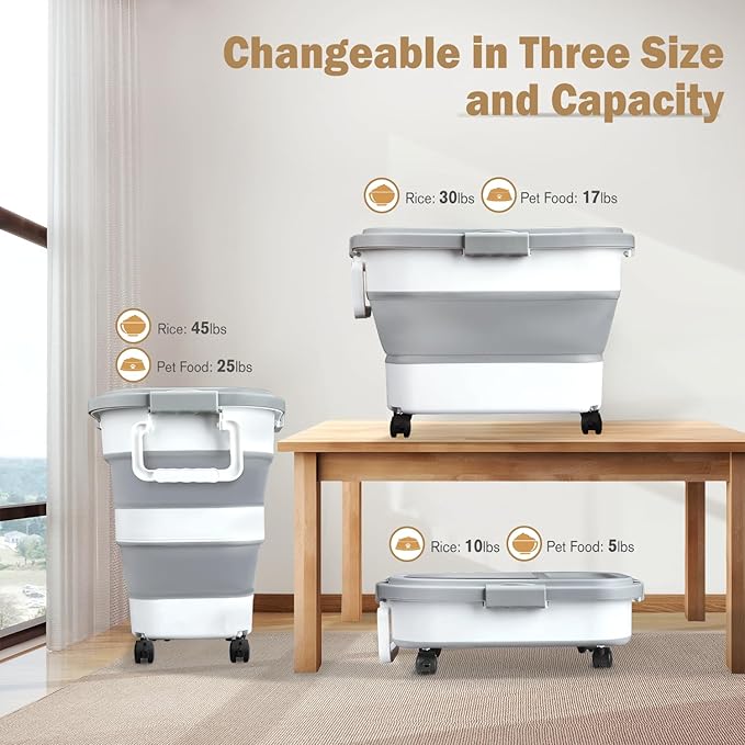 Komzon Rice Storage Container, Collapsible Airtight Food Storage Containers - Image 7