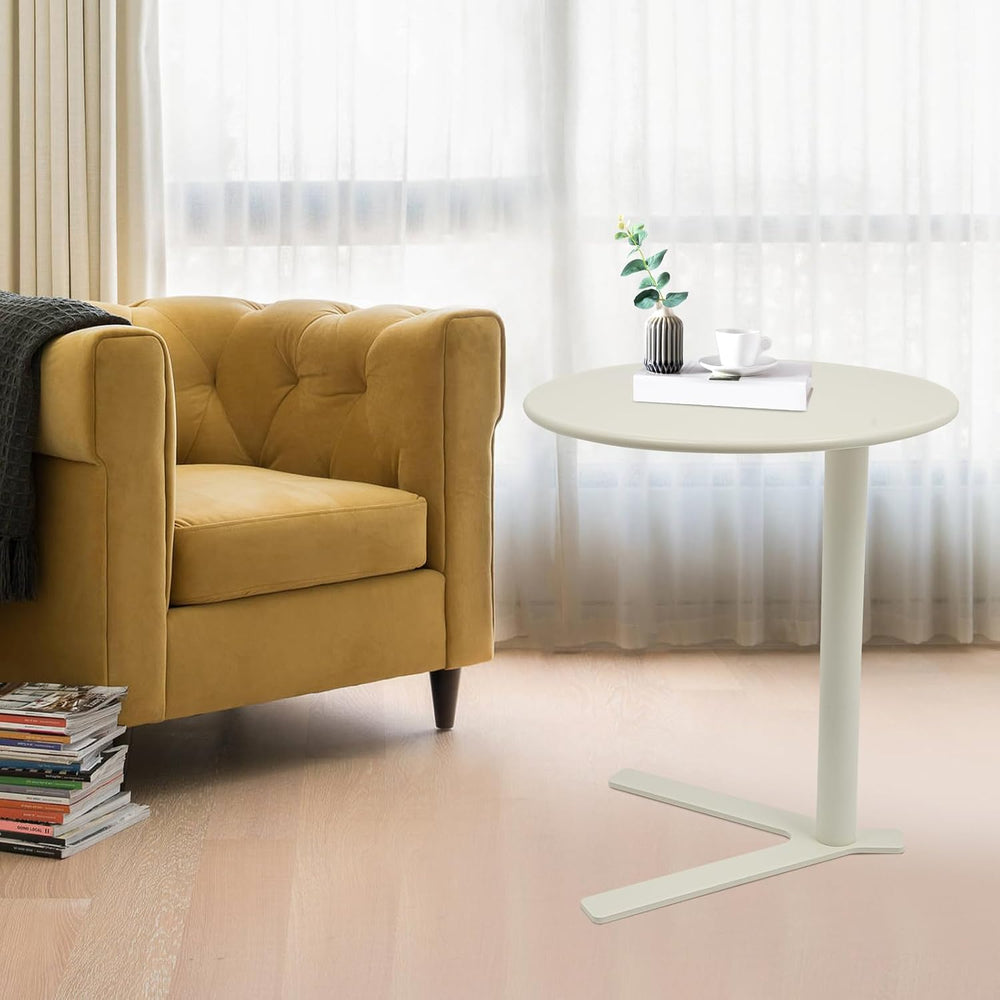 Round Side Table, Small C Shaped End Table, Couch Side Table, Modern Coffee T...