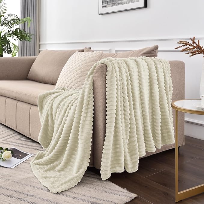 BEDELITE Fleece Blanket King Size – 3D Ribbed Jacquard Soft and Warm Decorative - Image 6