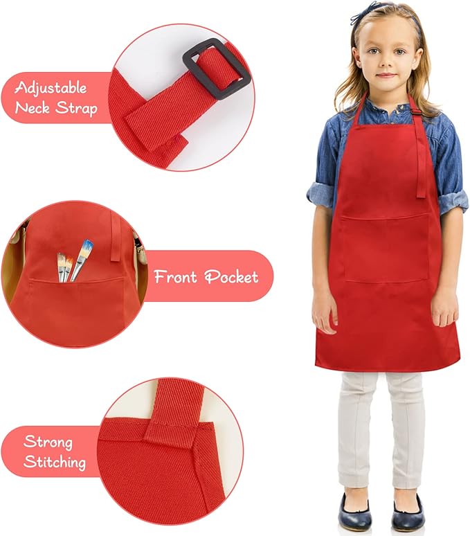 SINLAND Kids Apron with Pocket 2 Pack Children Chef Apron - Image 2
