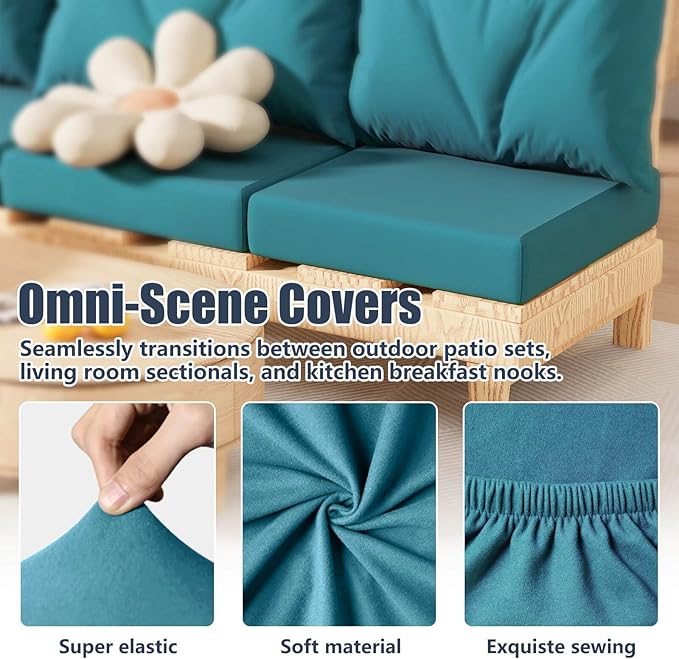 8Pcs Stretch Patio Cushion Covers, Outdoor Couch & Sofa Replacement Slipcovers - Image 4