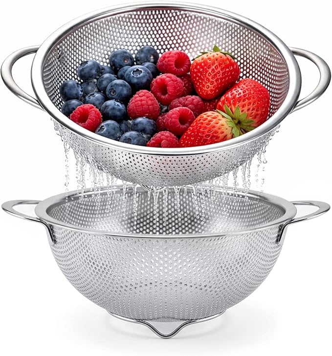 Palksky Small Colander Set of 2, 800 mL / 0.85 Qt Stainless Steel Mini Colanders by Palksky