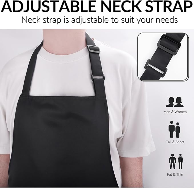 Large Chef Apron for Men and Women, Cooking Kitchen Aprons - Image 2