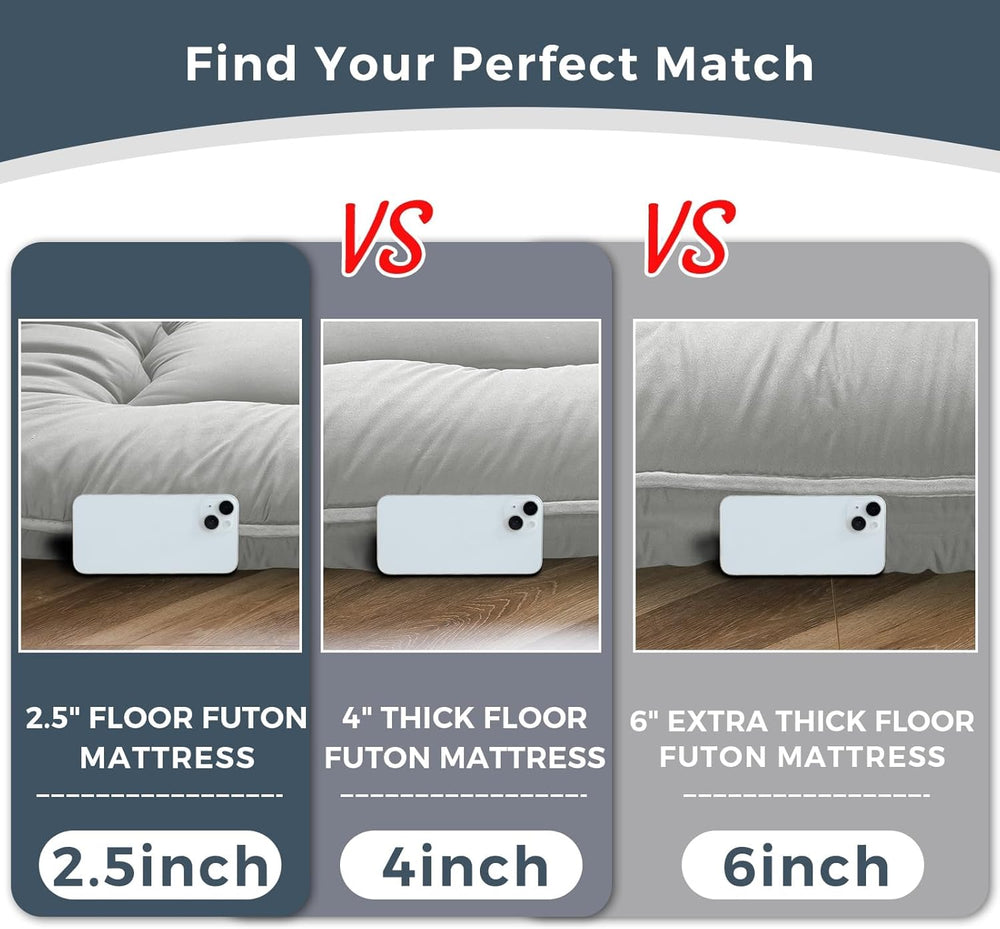 MAXYOYO 6" Extra Thick Japanese Floor Mattress Full Folding Futon Mattress