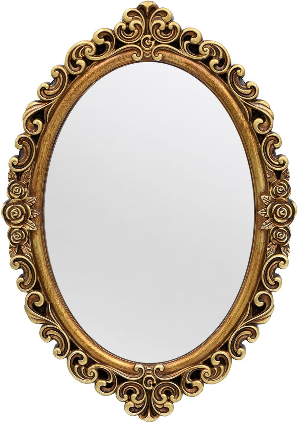 OIGUMR Small Oval Wall Mirror Resin Frame Size：15 x 10.7 inch