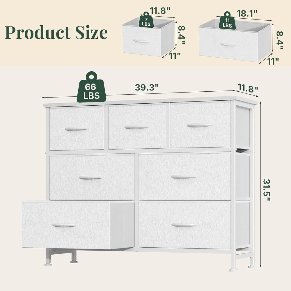 Fabric Dresser for Bedroom with 7 Drawers, Chest of Drawers