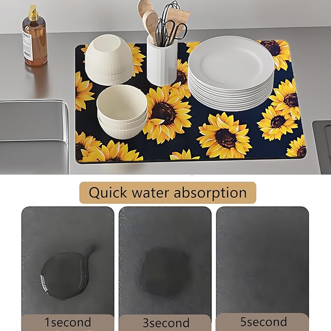 Dish Drying Mat Foldable Fall Kitchen Drying Mat Absorbent Sink Mat - Image 3