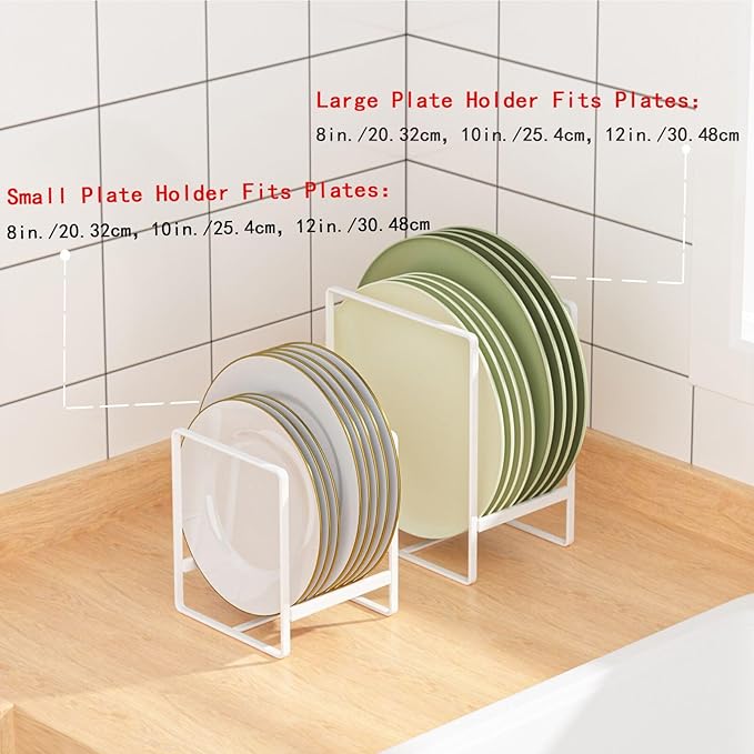 2 Pack Large Plate Holders Organizers Upright Cabinet Dish Drying Racks Metal - Image 6