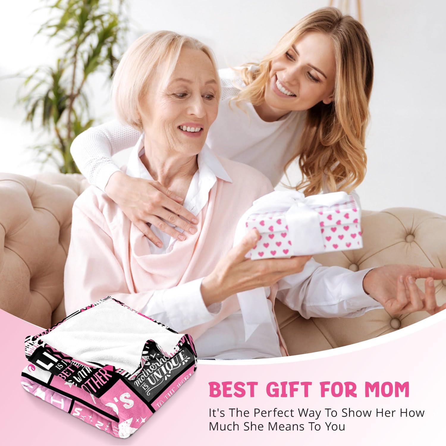 Mom Birthday Gifts from Daughter, Best Mom Ever Blanket 60"x80" | Soft Cozy Keepsake for Christmas, Valentine's Day, Mother's Day and More