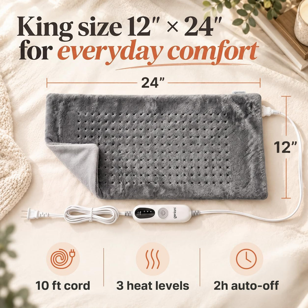 GENIANI Electric Heating Pad for Back Pain & Cramps Relief, Electric Thro...