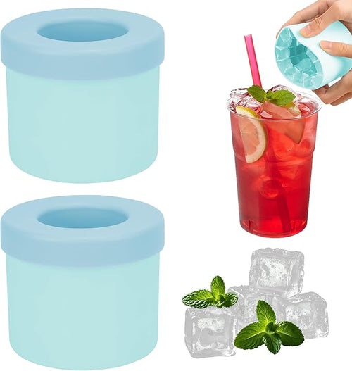 2 Pack Cylinder Silicone Ice Cube Molds, Easy-Release Ice Cube Trays by LUEXBOX