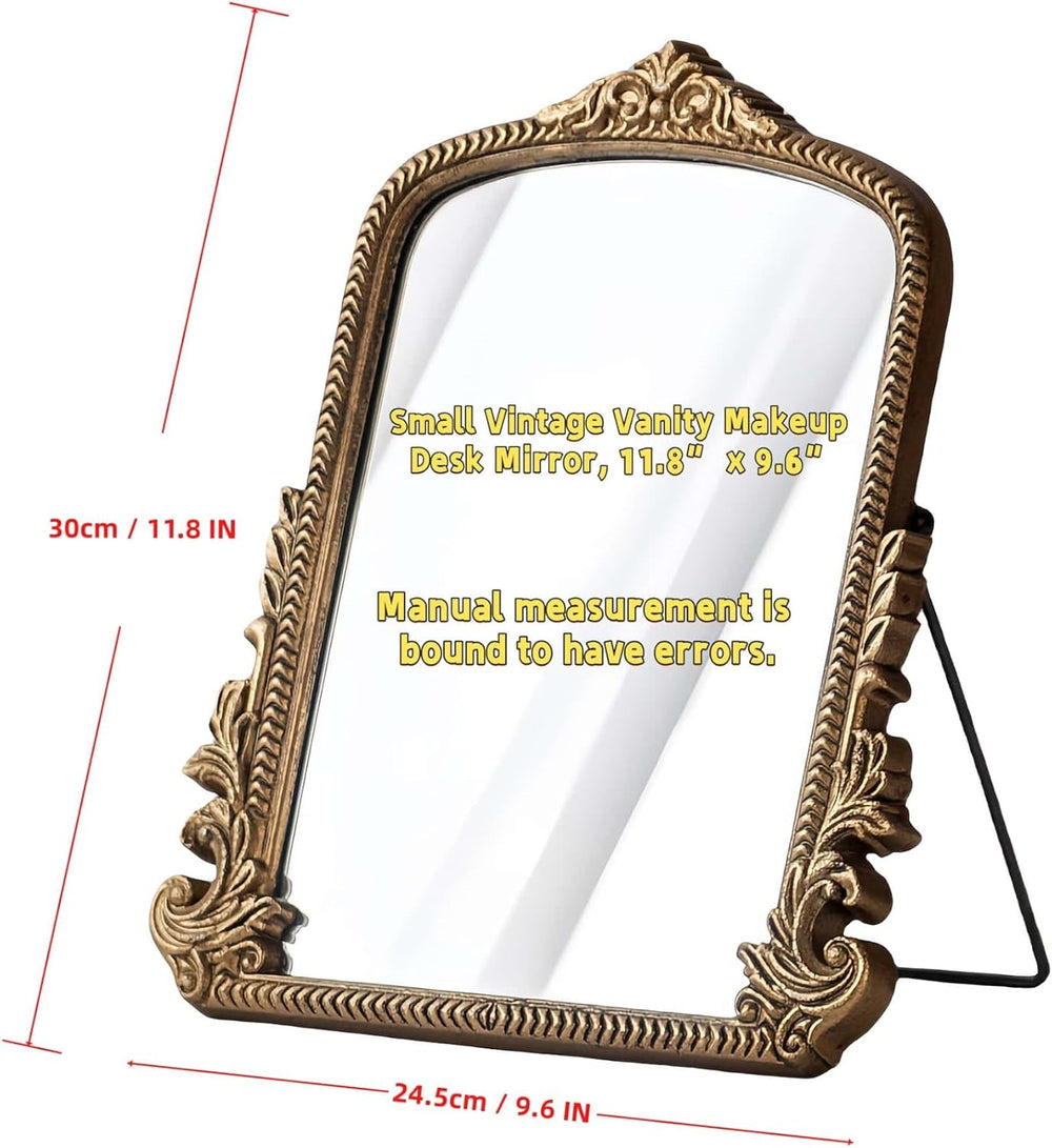 Small Vintage Vanity Makeup Desk Mirror, Antique Traditional Arch Table Mirro...