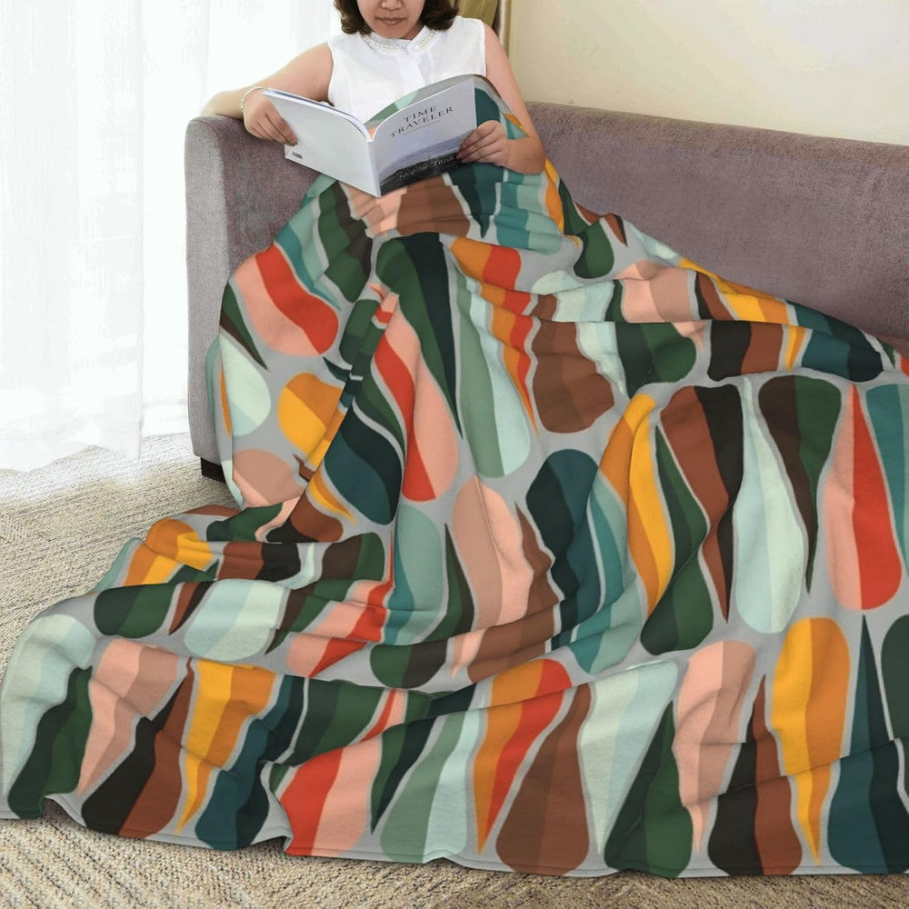 Mid Century Retro Abstract Throw Blanket Soft Cozy Plush Warm Fleece Blanket ...
