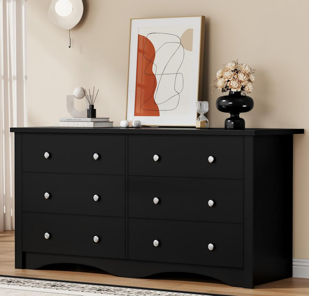 YESHOMY Black 6 Dresser for Bedroom
