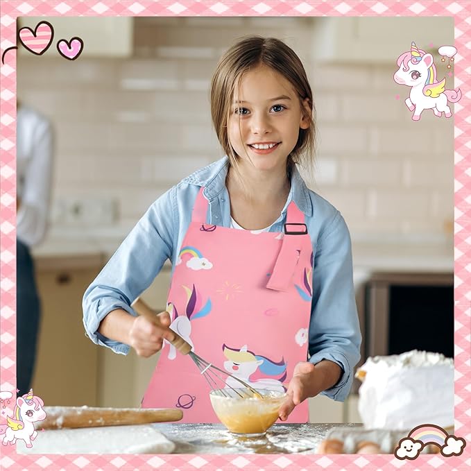 2 Pack Kids Apron, Cute Cooking Aprons, Waterproof Art Apron - Image 7