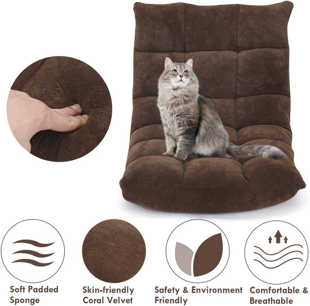 S AFSTAR Cushioned Floor Chair, 14-Position Adjustable Padded Lazy Recliner w...