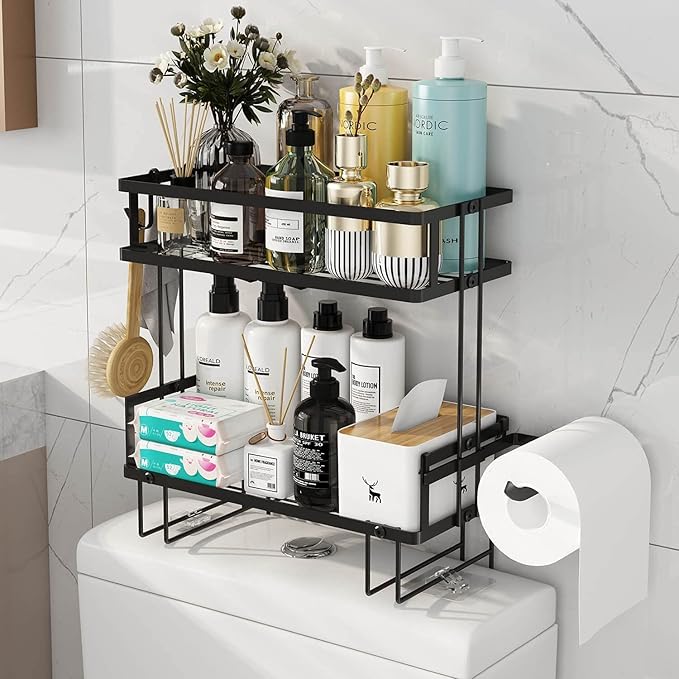 Godboat Bathroom Organizers, 2-Tier Over Toilet Storage, Floating Shelves - Image 8