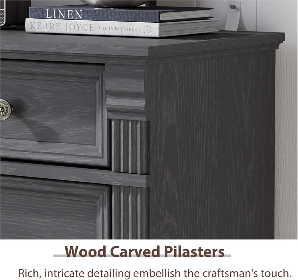 Grey 6 Drawer Dresser for Bedroom, 47" Tall Dresser, Wood Rustic Chest o...